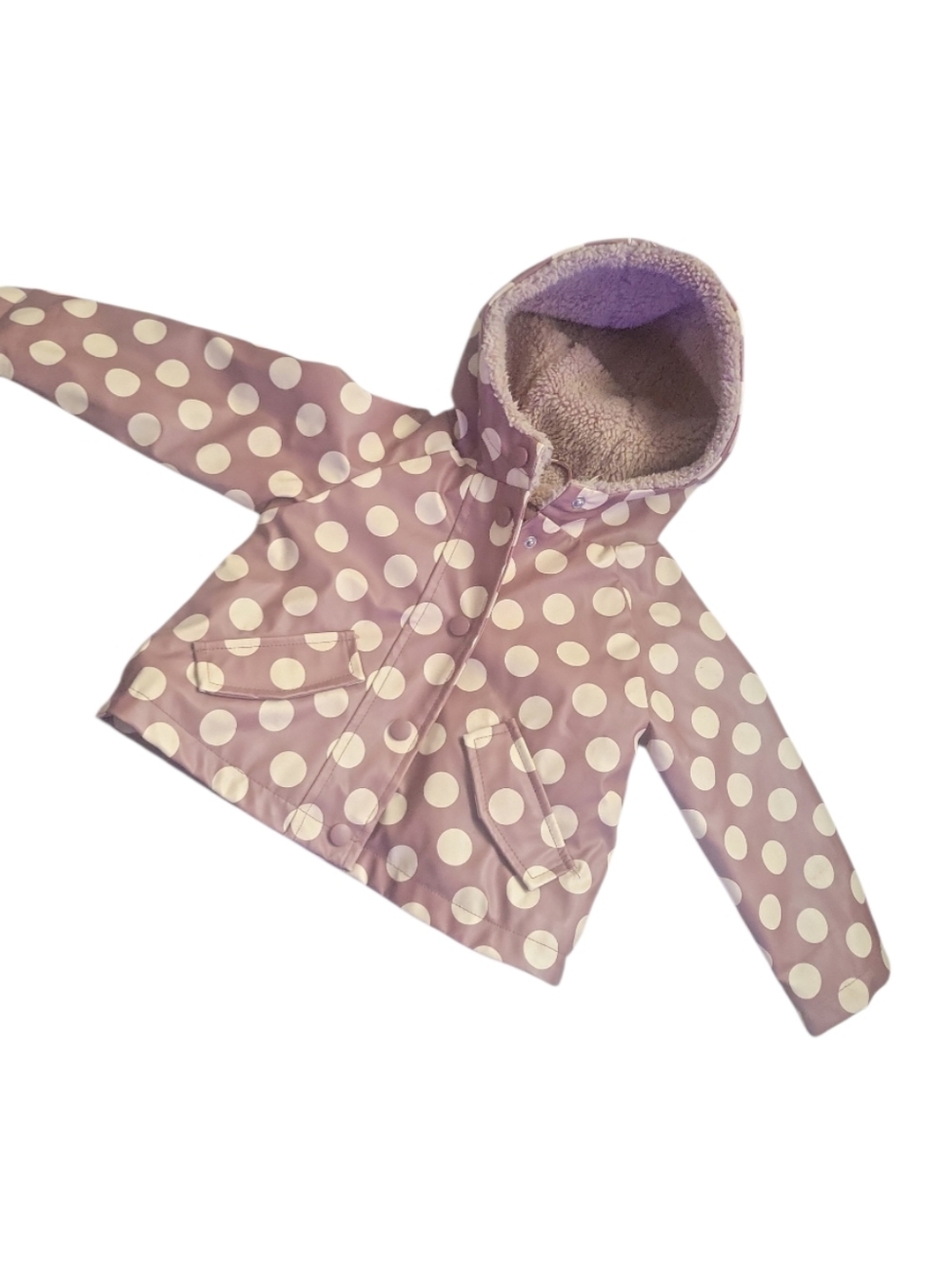 Baby Girl Me Jane Mini Mauve Pink & Beige Polka Dot Raincoat / Lined Jacket 12M
